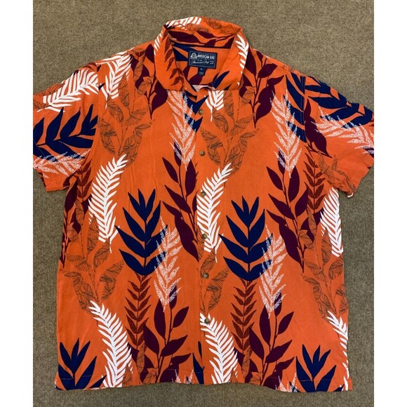 American Rag Tropical Shirt Mens XL Short Sleeve Relaxed Floral Orange Button Up - Picture 1 of 6